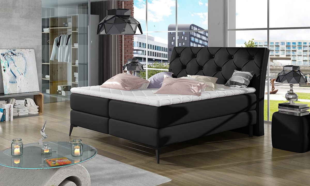 Čalúnená manželská posteľ s úložným priestorom Lazio 160 - čierna (Soft 11)