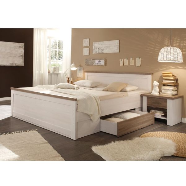 Manželská posteľ s nočnými stolíkmi (2 ks) Lumera 180 - pínia biela / dub sonoma truflový