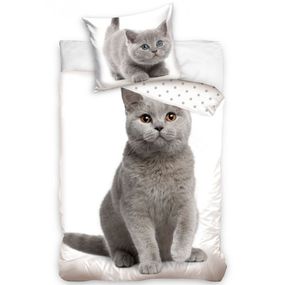 Bavlnené obliečky Mačka a mačiatko 140x200/70x90 cm