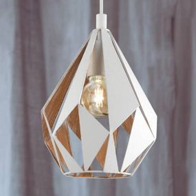 EGLO Závesná lampa Carlton 1, bielo-zlatá, Ø 20, 5cm, Obývacia izba / jedáleň, oceľ, E27, 60W, P: 28 cm, L: 20.5 cm