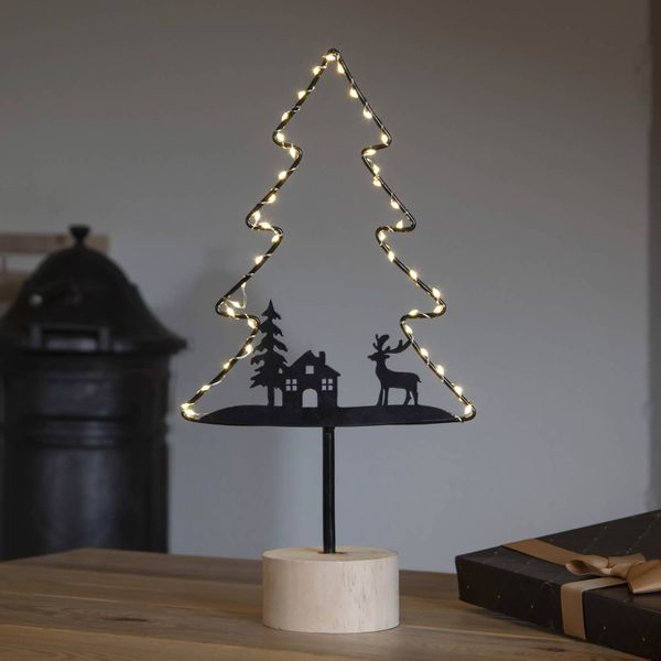 STAR TRADING Dekoračná LED lampa Glimta, strom, drevo, hliník, plast, 0.06W, L: 21 cm, K: 40cm