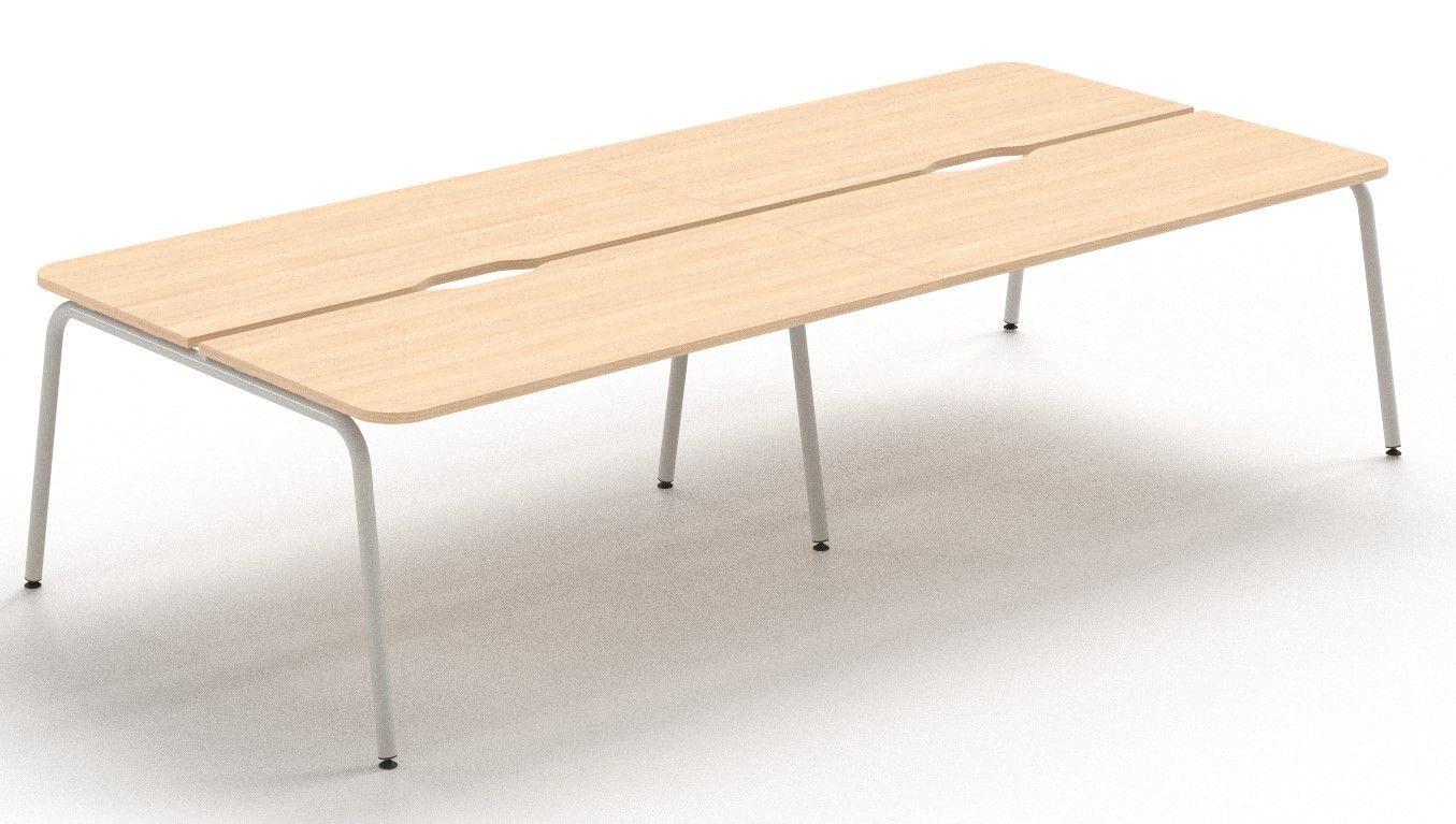 NARBUTAS - Štvormiestny pracovný stôl ROUND so zaoblenými rohmi a posuvnou doskou 320x164