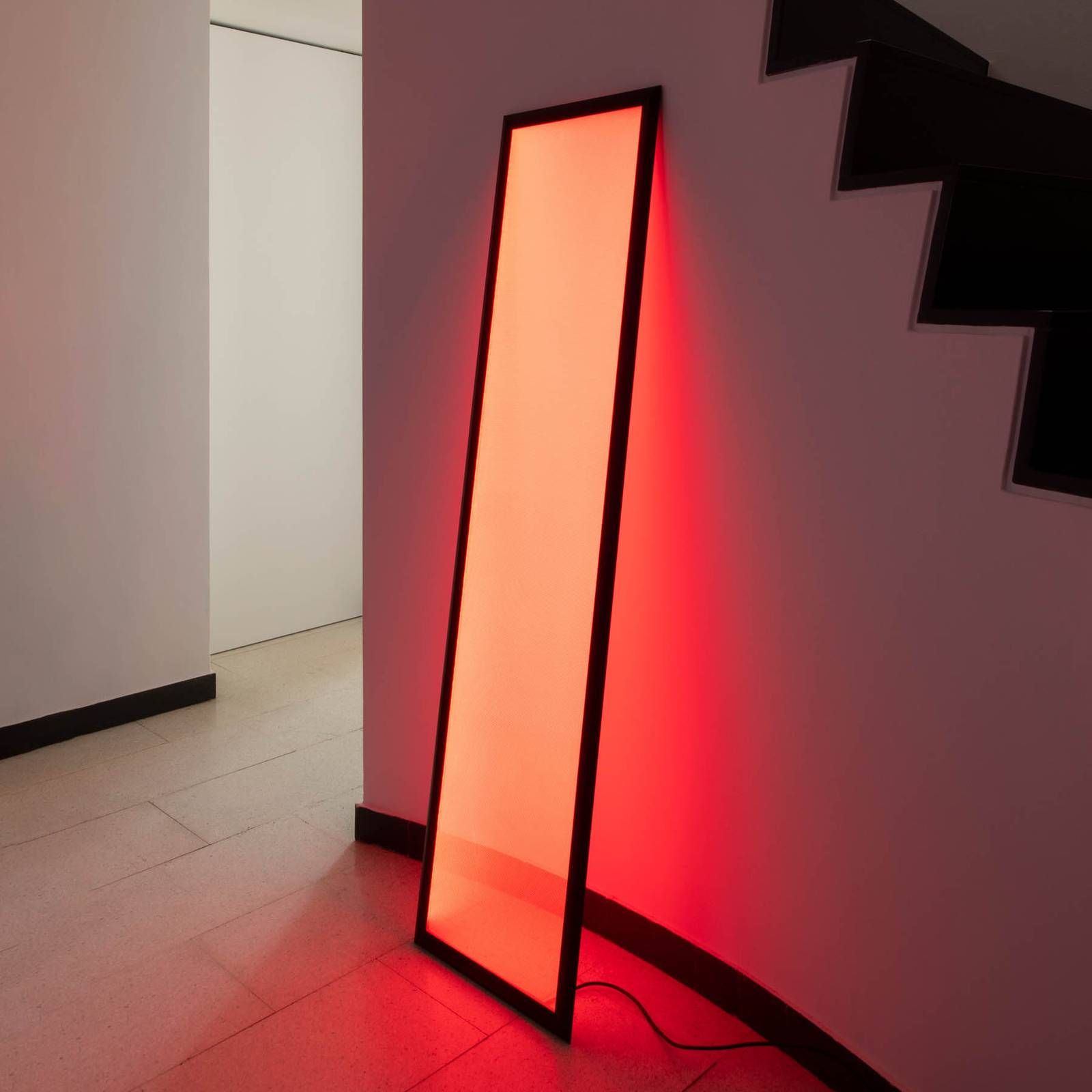 Artemide Discovery stojaca lampa APP čierna RGBW, Obývacia izba / jedáleň, technopolymér, hliník, 55W, P: 40 cm, L: 1.7 cm, K: 157cm