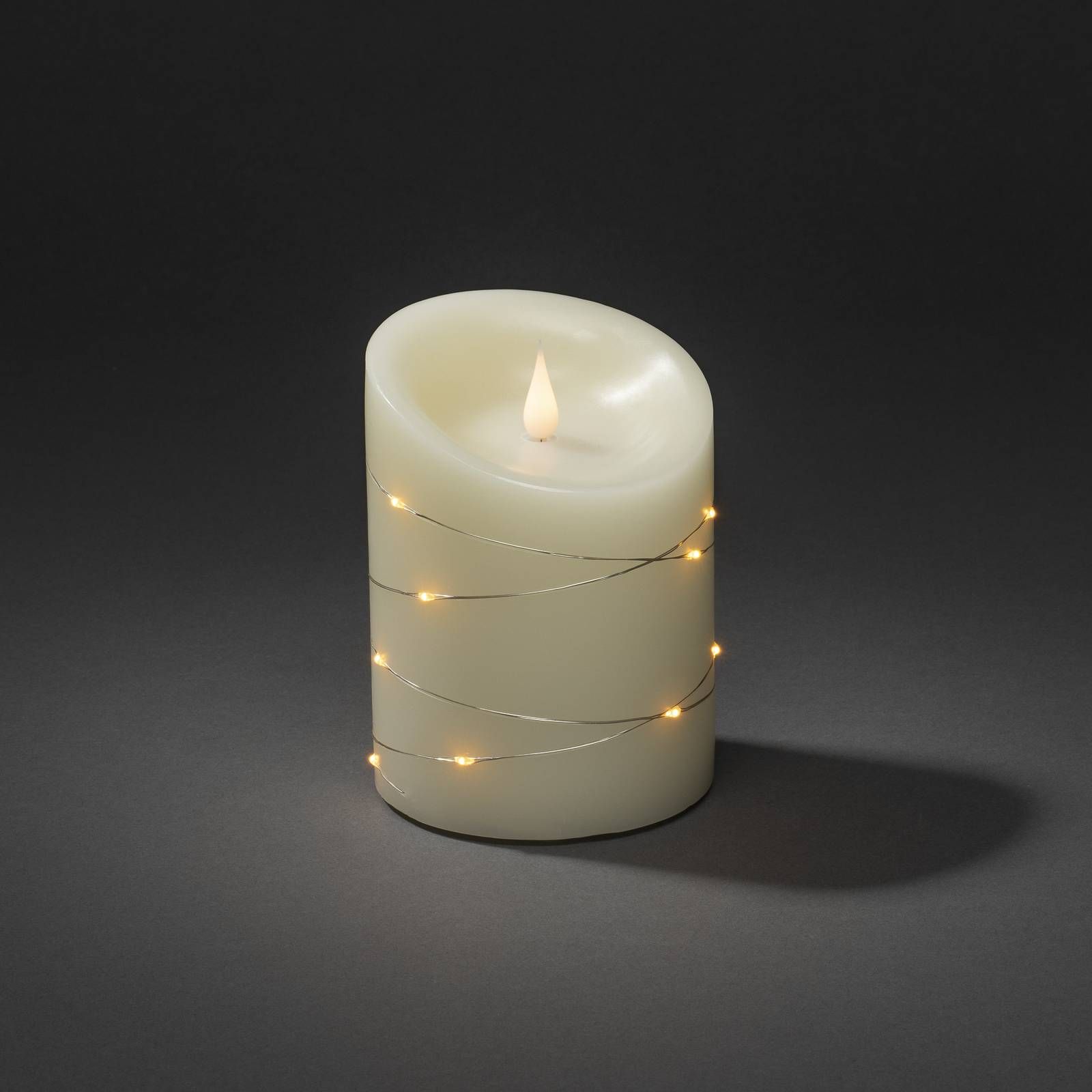 Konstsmide Christmas LED sviečka krémová farba svetla jantárová 14 cm, skutočný vosk, drôt, K: 14cm