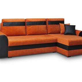 Rohová sedačka Madlyn (oranžová + čierna) (P)