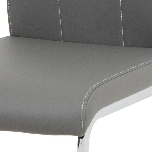 Autronic -  Jedálenská stolička DCL-411 GREY sivá koženka / chróm