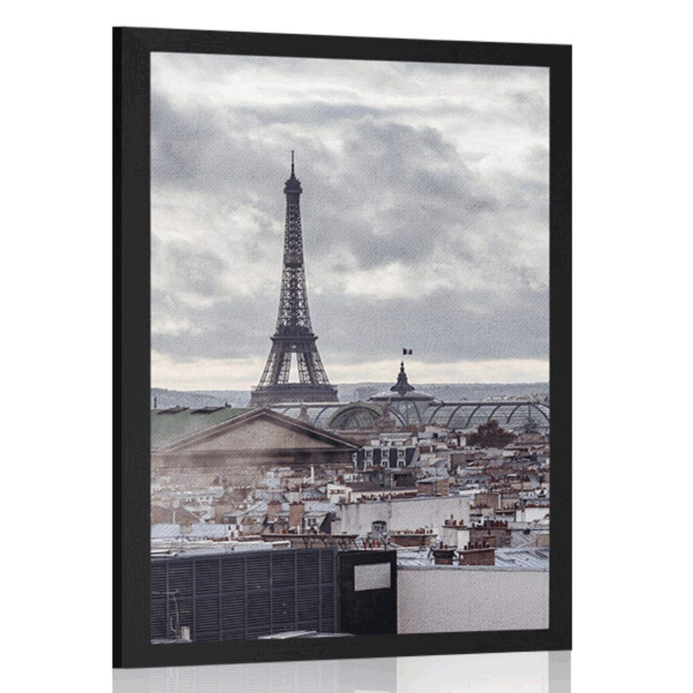 Plagát pohľad na Paríž z jednoduchej ulice - 30x45 silver