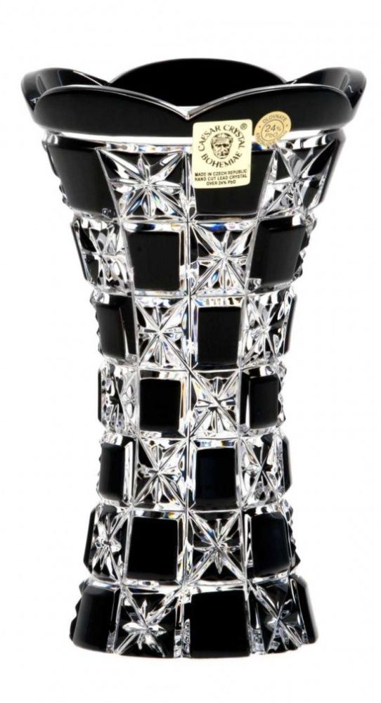 Krištáľová váza Lada, farba čierna, výška 114 mm
