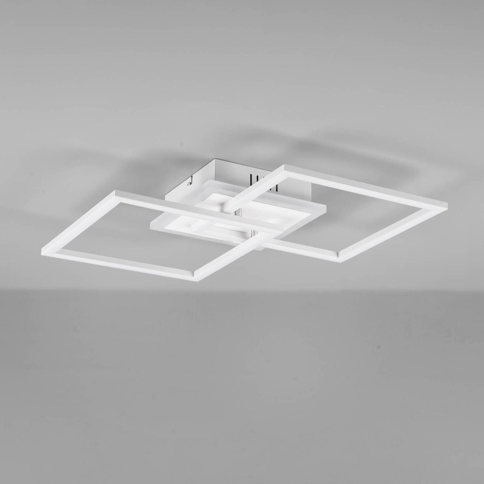 Reality Leuchten Stropné LED svetlo Venida, štvorcové, biela, Obývacia izba / jedáleň, železo, akryl, 25W, P: 57.5 cm, L: 35.5 cm, K: 7.5cm