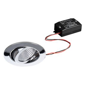 BRUMBERG LED bodové svetlá 38° okrúhle chróm 2700K, Chodba, hliník, 7W, K: 0.3cm