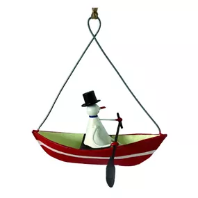 Vianočná závesná ozdoba G-Bork Snowman in Rowboat