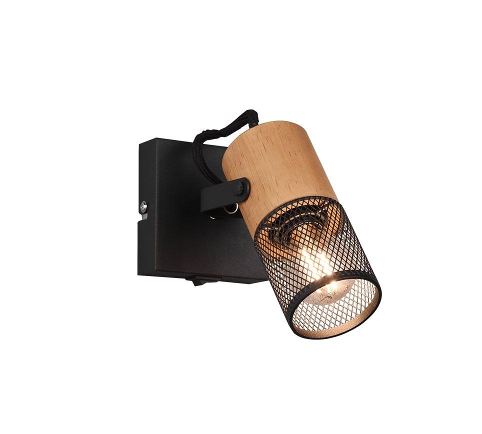 Trio 804370132 nástenná lampa Tosh 1x15W | E14 | IP20 - vypínač na tele, čierna s hnedou