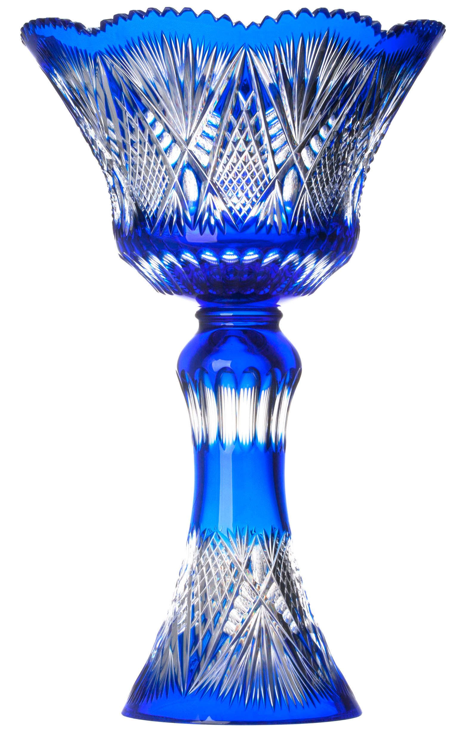 Krištáľová váza Gabriela, farba modrá, výška 455 mm