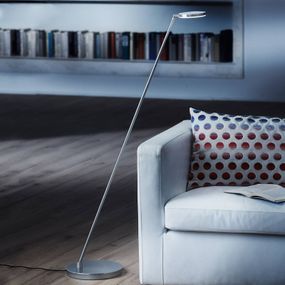 Holtkötter Plano S stojaca LED lampa matný hliník, Obývacia izba / jedáleň, kov, sklo, 19W, K: 123cm