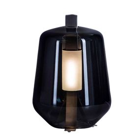 Prandina Luisa T1 stolová lampa 2700K chróm/dymová, Obývacia izba / jedáleň, sklo, ručne fúkané, 8W, K: 28.5cm