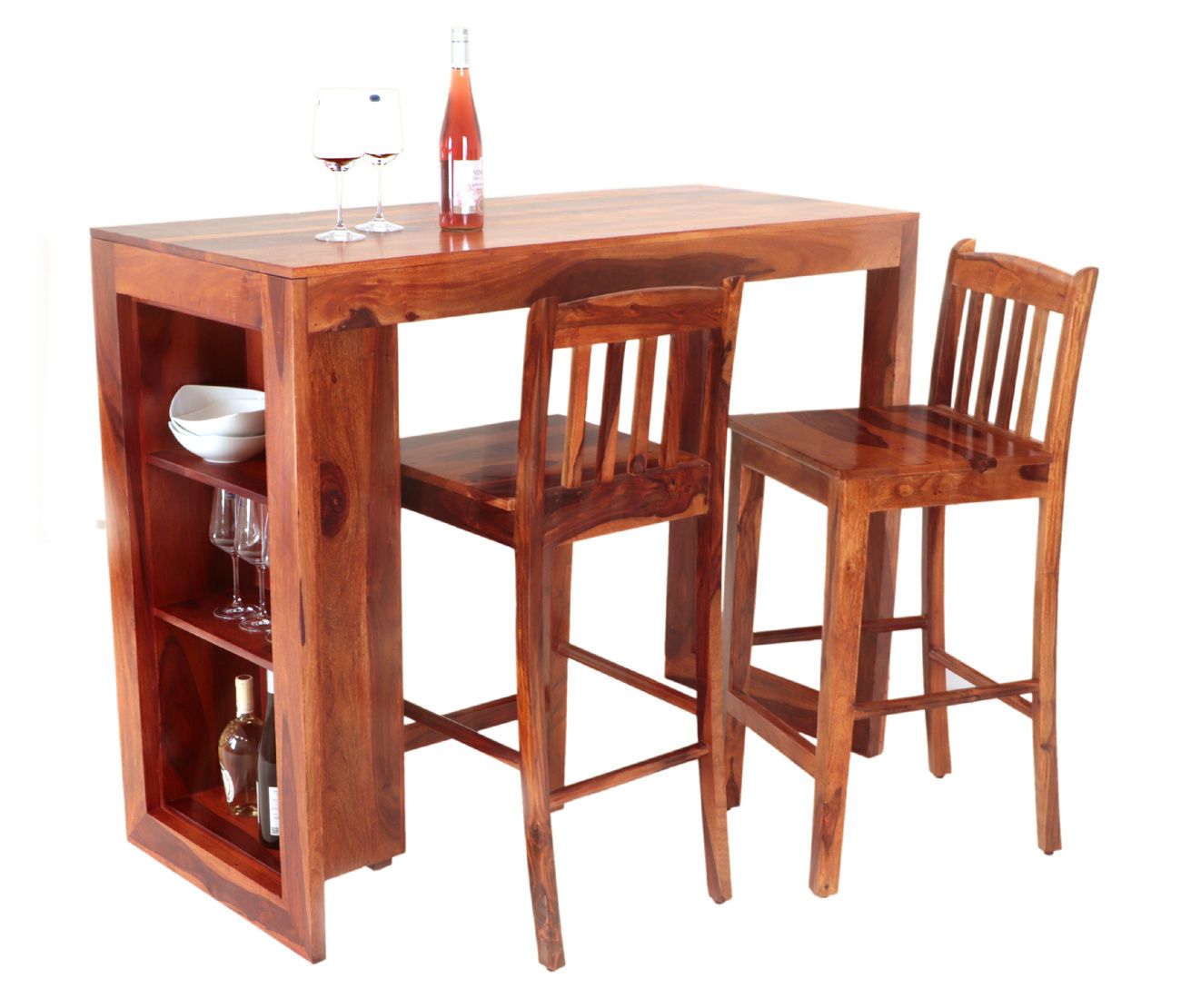 Barový stôl 140x110x60 indický masív palisander - Only stain