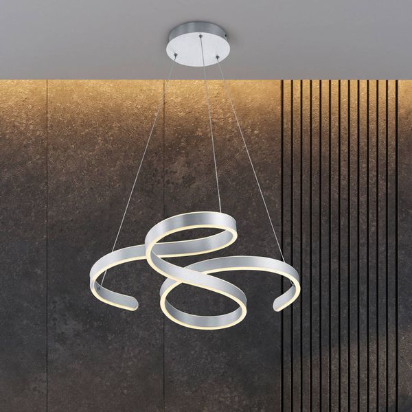 Trio Lighting Závesné LED svietidlo Francis, brúsený hliník, Obývacia izba / jedáleň, kov, 52W, P: 72 cm, L: 68 cm