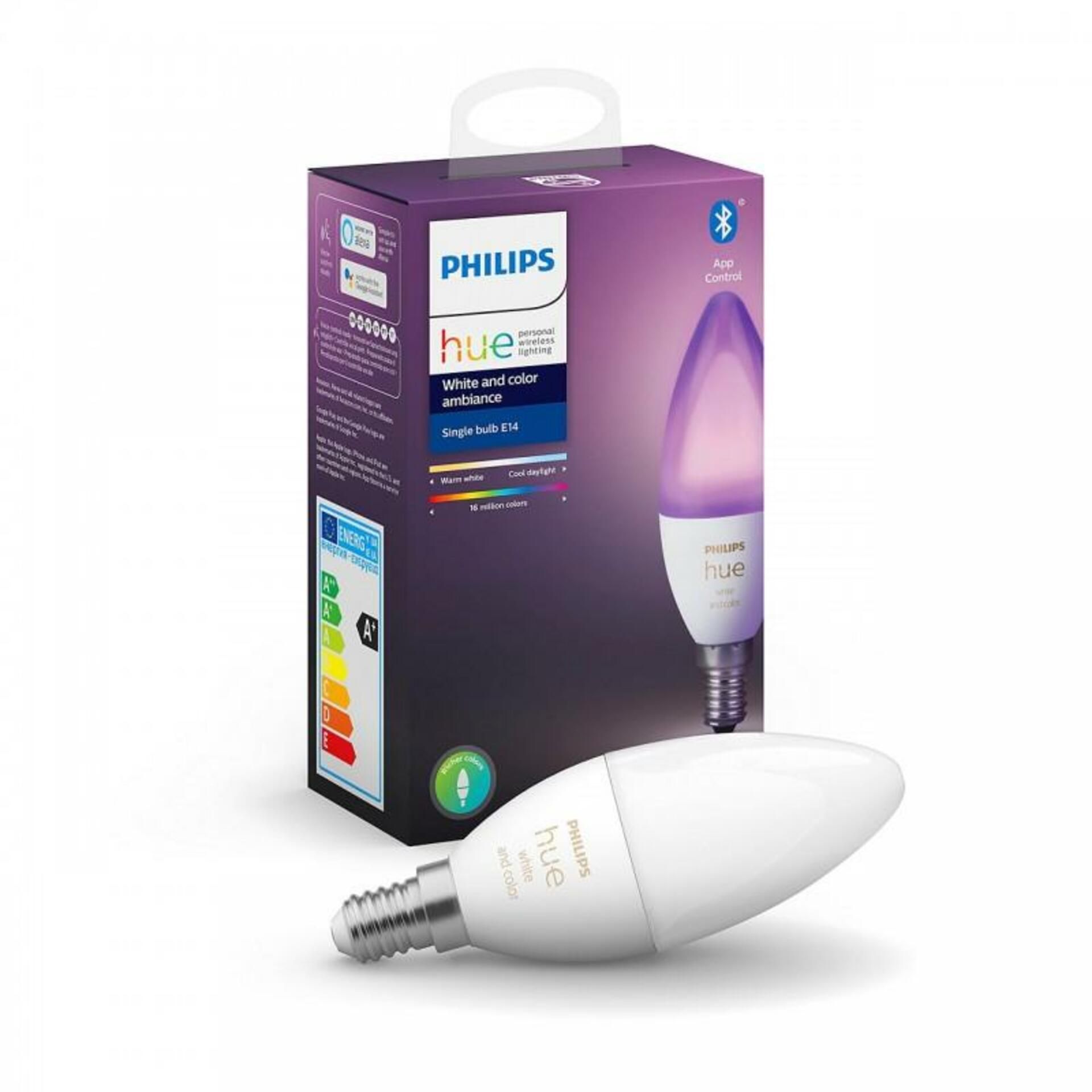 PHILIPS HUE Hue White and Color Ambiance Bluetooth LED žárovka E14 87195143566106W 470lm 2000-6500K RGB