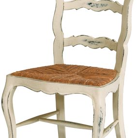 Estila Exkluzívna provensálska jedálenská stolička Antoinette v masívnom vanilkovom prevedení s ratanovou aplikáciou 102 cm