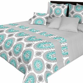 DomTextilu Elegantné tyrkysovo-sivé prehozy na posteľ s krásnym vzorom Šírka: 240 cm | Dĺžka: 260 cm 62673-237379