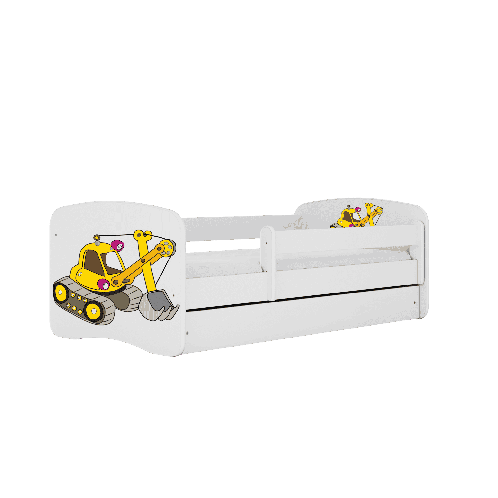 Letoss Detská posteľ BABY DREAMS 160/80 - Bager Biela S matracom S uložným priestorom