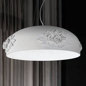 Masiero Závesné LED svietidlo Dame v bielej, 65 cm, Obývacia izba / jedáleň, hliník, krištáľové sklo, 13.5W, K: 26cm