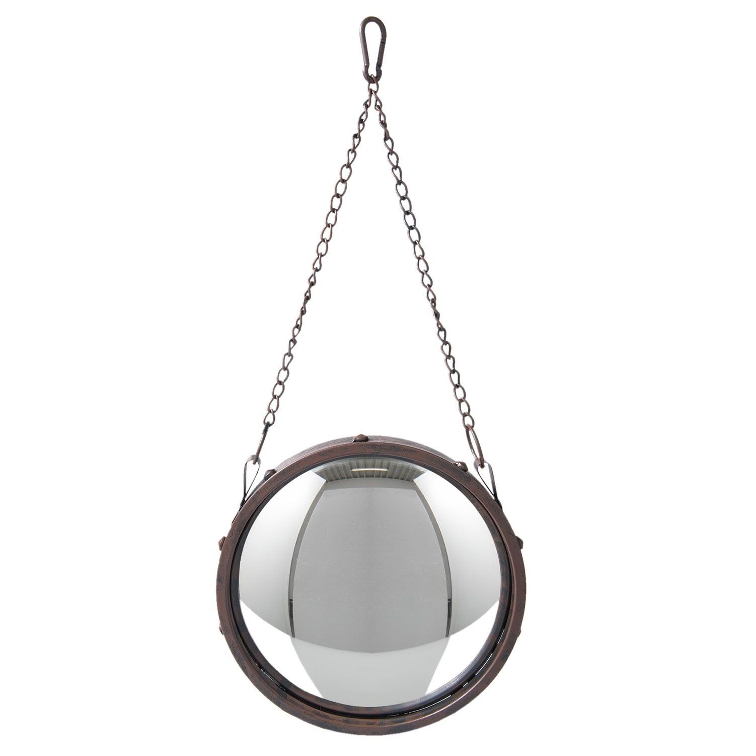 Okrúhle kovové vypuklé zrkadlo s retiazkou - Ø 26 * 3 cm