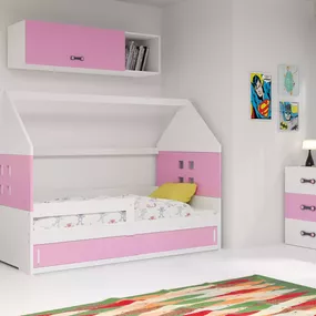 Domčeková posteľ DOMI 160x80cm - Biela - Ružová