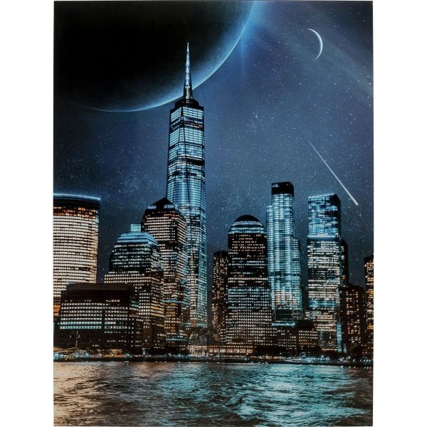 KARE Design Skleněný obraz Night Skyline 90x120cm
