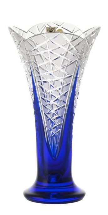 Krištáľová váza Flowerbud, farba modrá, výška 255 mm