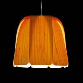 LZF LamPS Domo závesná lampa žltá, Obývacia izba / jedáleň, drevená dyha, kov, E27, 14W, P: 38 cm, L: 38 cm, K: 38cm