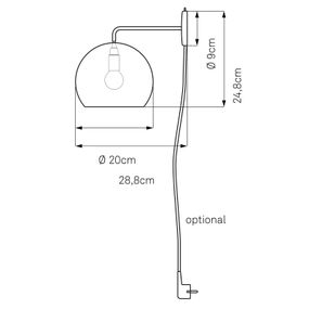 NYTA Nyta Tilt Globe Wall nástenné, zástrčka čierne, Obývacia izba / jedáleň, hliník, ušľachtilá oceľ, E14, 46W, L: 20 cm, K: 28.8cm