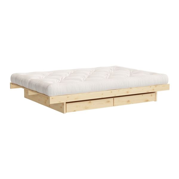 Dvojlôžková posteľ z borovicového dreva s úložným priestorom 140x200 cm – Karup Design
