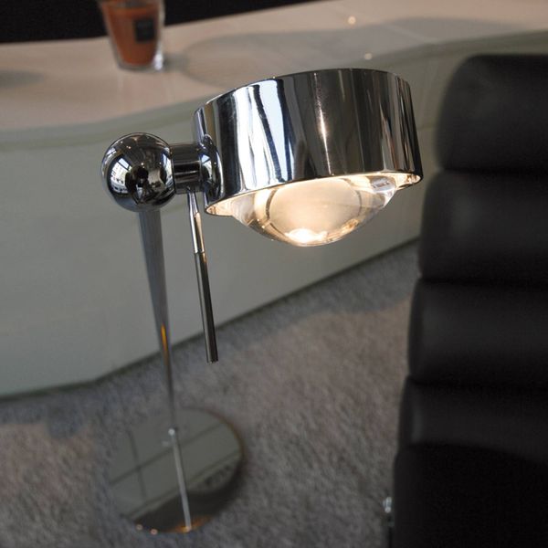 Top Light Pohyblivá stojaca lampa PUK FLOOR, chróm, Obývacia izba / jedáleň, kov, sklo, G9, 48W, K: 125cm