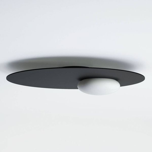 Axo Light Axolight Kwic stropné LED svietidlo, čierne Ø48 cm, Obývacia izba / jedáleň, oceľ, hliník, sklo, 18W, K: 8.8cm