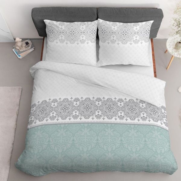Bavlnená posteľná bielizeň s krásnym elegantným vzorom 3 časti: 1ks 160x200 + 2ks 70x80 Zelená