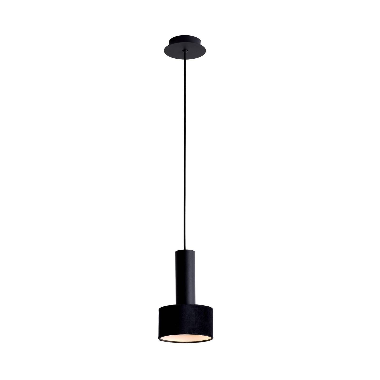 Viokef Závesná lampa Arietta zamatové tienidlo. čierna, Obývacia izba / jedáleň, zamat, oceľ, GU10, 40W