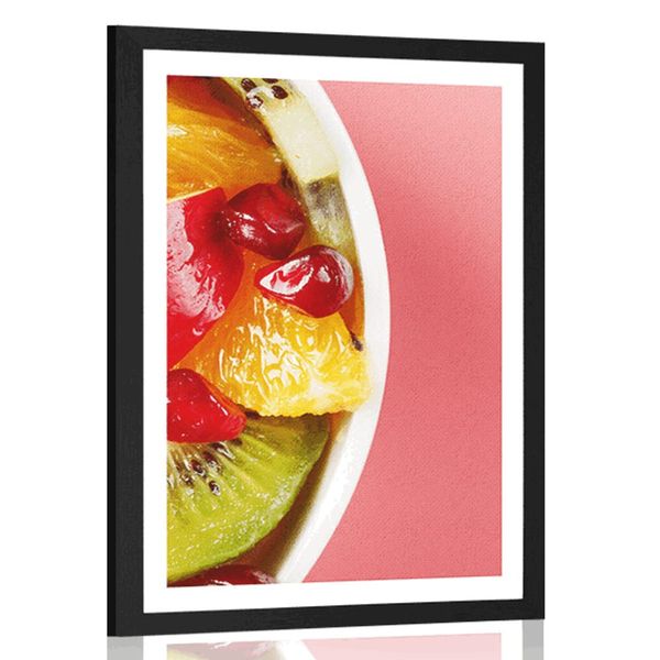 Plagát s paspartou letný ovocný šalát - 60x90 white