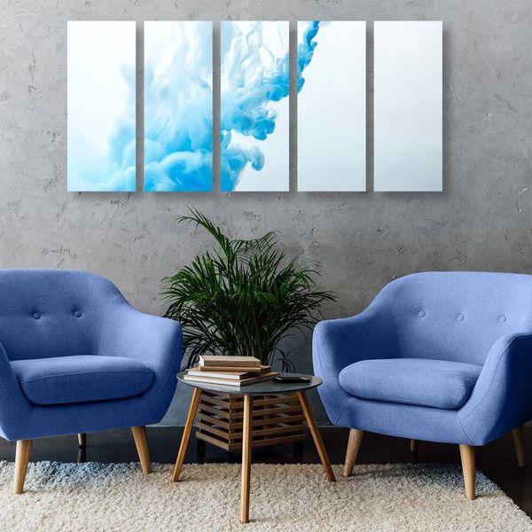 5-dielny obraz modrý atrament vo vode - 200x100