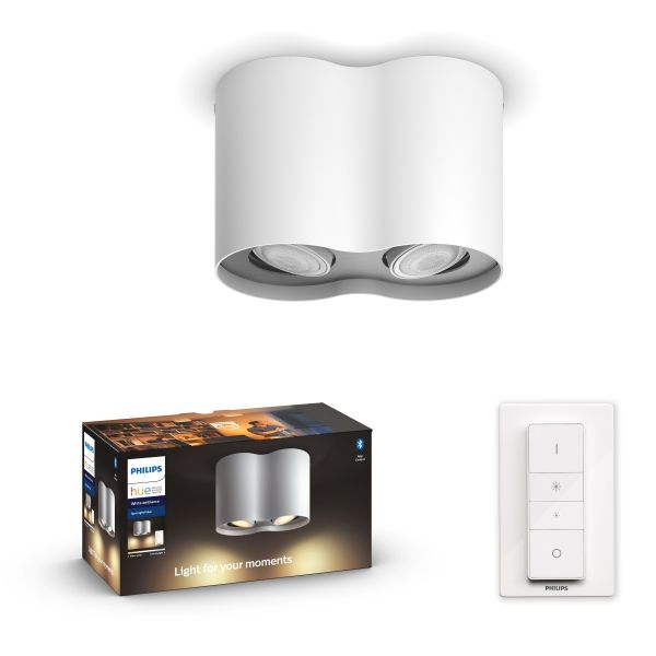 Philips Hue White Ambiance 8719514338463 Pillar stropné bodové svietidlo 2xGU10 +SWITCH 2x5,5W/2x250lm 2200-6500K biela bluetooth