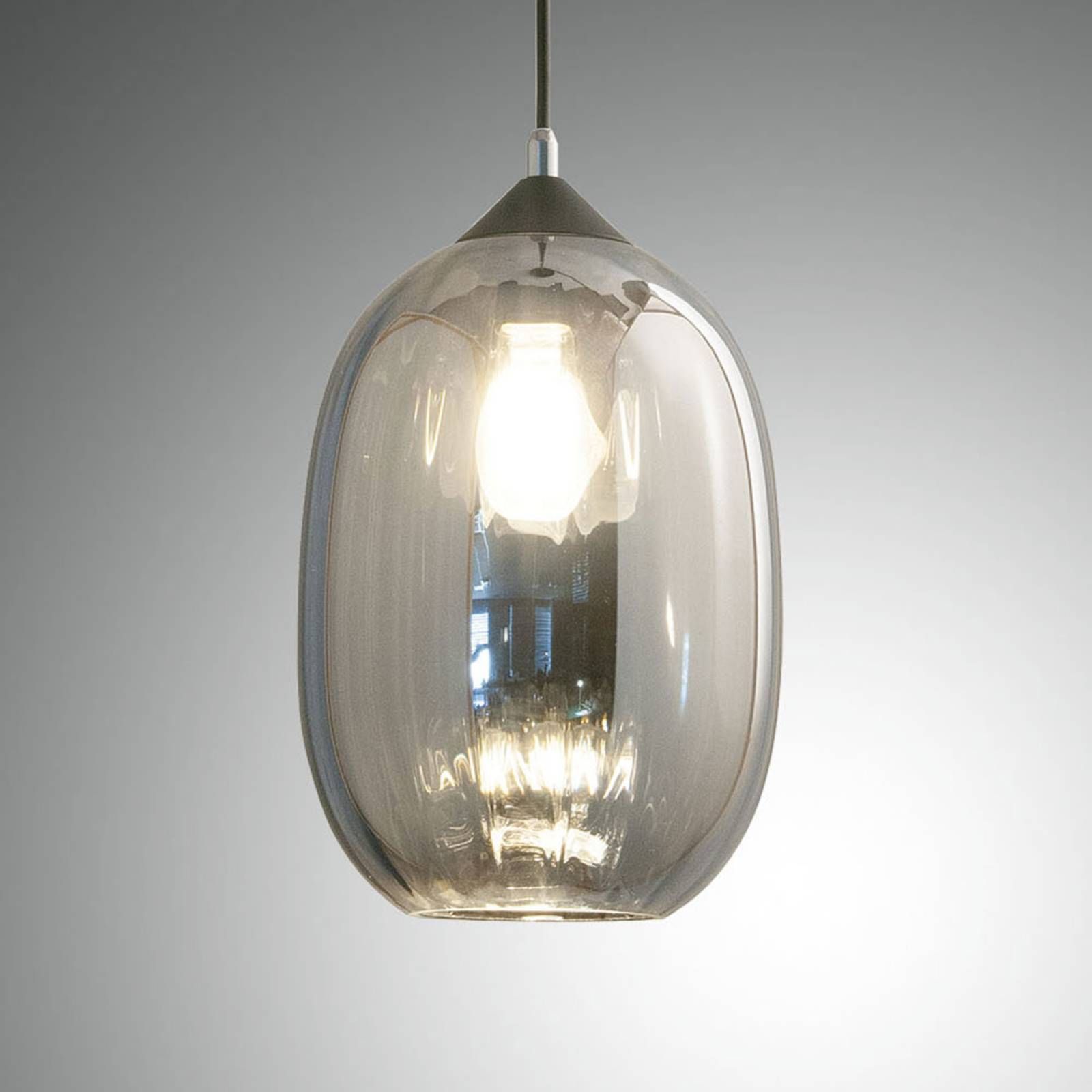 Fabas Luce Závesná lampa Infinity zo skla 1-pl., Ø 20 cm, Obývacia izba / jedáleň, sklo, kov, E27, 60W, K: 28cm