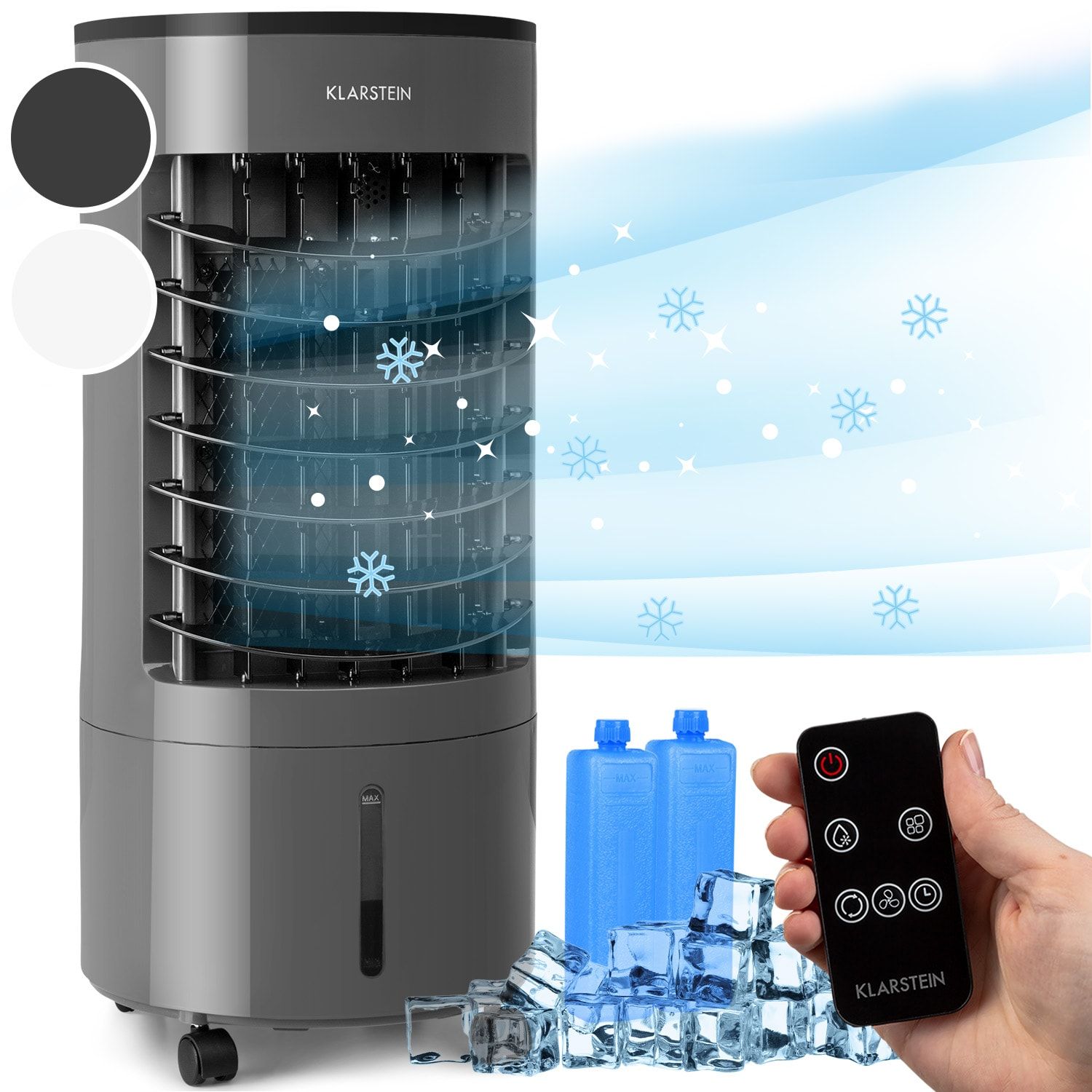 Klarstein Skypillar, 3 v 1 ochladzovač vzduchu, ventilátor, zvlhčovač vzduchu, nádrž, 5 l, diaľkový ovládač