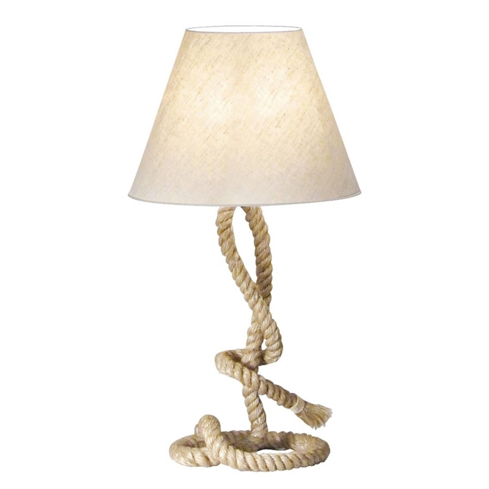 Sea-Club Stolná lampa Victoria, tienidlo okrúhle 38 cm, Obývacia izba / jedáleň, kov, lano, E27, 60W, K: 70cm