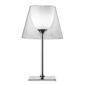 FLOS KTribe T2 stolná lampa, priehľadná, Obývacia izba / jedáleň, PMMA, polykarbonát, hliník, E27, 150W, K: 69cm