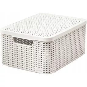 Krémovobiely plastový úložný box s vekom 29x39x19 cm Style – Curver