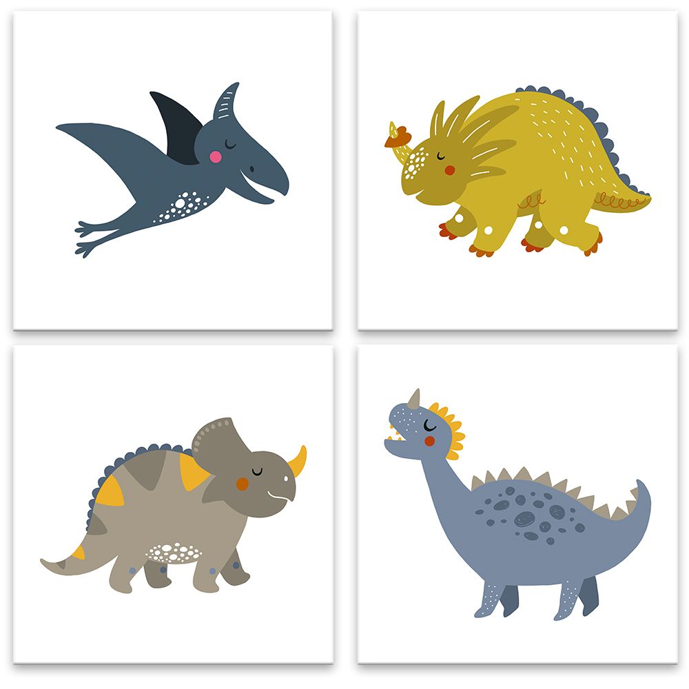 Série 4 plagátov pre chlapca 30x30 cm - Dinosaury