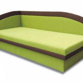 Jednolôžková posteľ (váľanda) 80 cm Melinda (Devon 001 zelená + Devon 009 hnedá) (L)