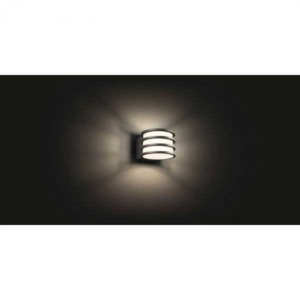 Hue White vonkajšie nástenné svietidlo Philips Lucca 17401/93 / P0 antracitovej, 2700K