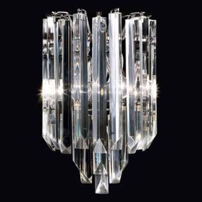 Patrizia Volpato Nástenné svetlo Cristalli muránske sklo chróm 25, Obývacia izba / jedáleň, muránske sklo, kov, E14, 60W, L: 25 cm, K: 40cm