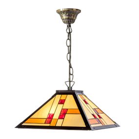 Artistar Závesná lampa KT1836-40+C2 v štýle Tiffany, Obývacia izba / jedáleň, kov, sklo, E27, 60W, P: 40 cm, L: 40 cm